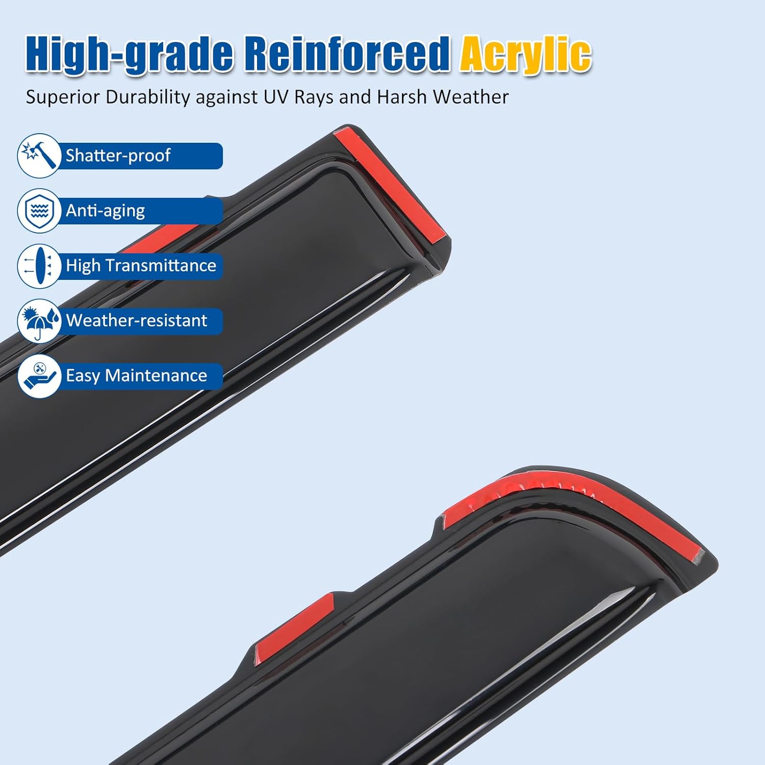 FREEMOTOR802 in-Channel Car Window Deflectors, Compatible with 2004-2014 Ford F150 Extended Cab, Dark Tinted Acrylic Rain Guards Side Window Visors Wind Deflectors, 4-Piece Set