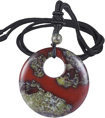 Bloodstone Lucky Coin Pendant Necklace 