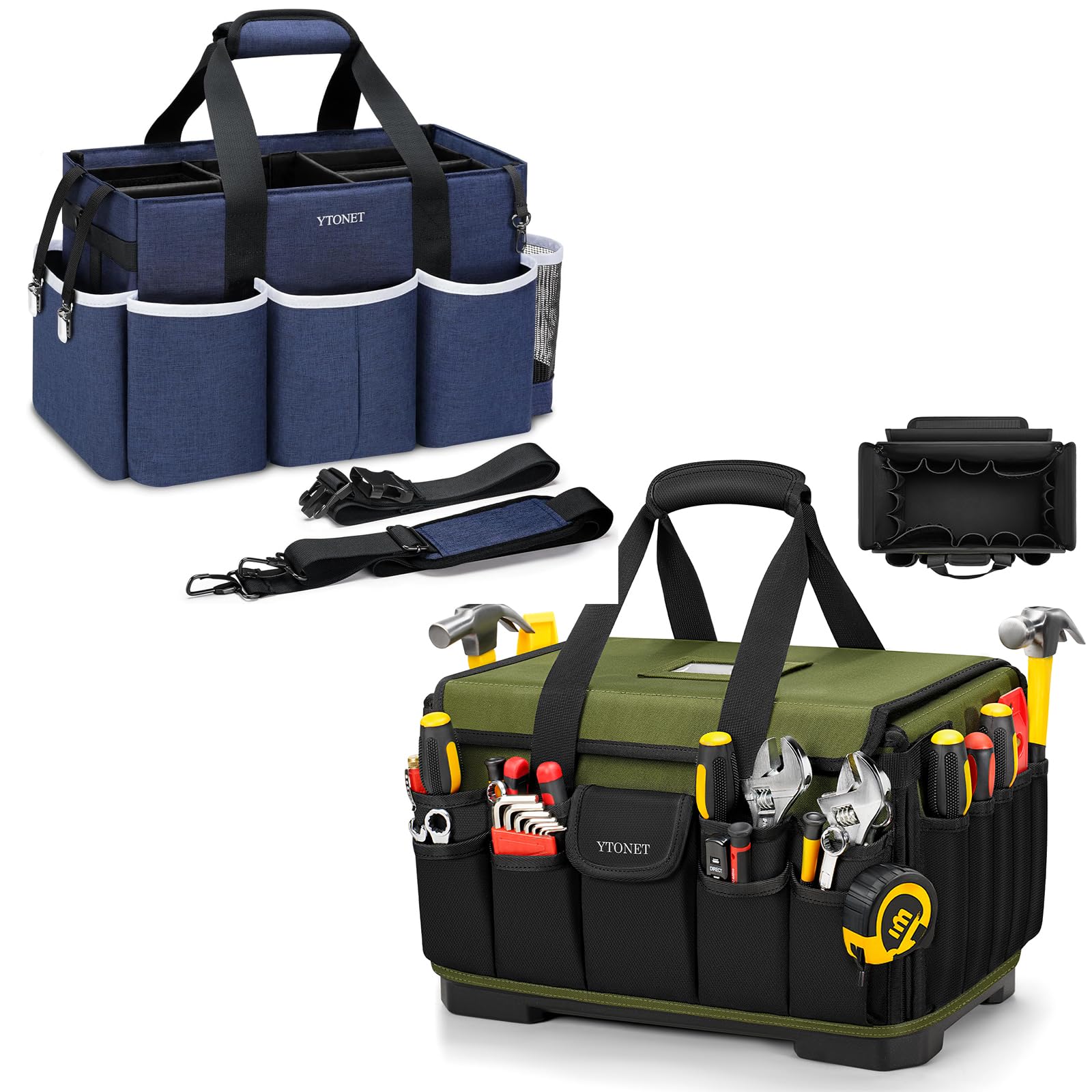 Ytonet Heavy Duty Tool Bag 16-Inch 46 Pockets Electrician Tool Bag for men with Hard Bottom Waterproof Pocket