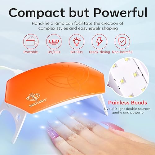 Vista 24 de Modelones Kit de uñas de gel de extensión de polietileno, 133 piezas, 32 colores para todas las estaciones, kit de poligel con lámpara de uñas, 0A