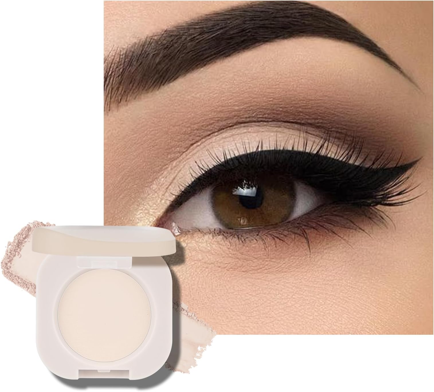 Beige Matte Single Eyeshadow, Multiuse for Matte Eyeshadow and Primer, Buildable Off White Eyes Shadow, Ultra-fine Lightweight, Crease-proof High Pigmented Formula, Moonlight