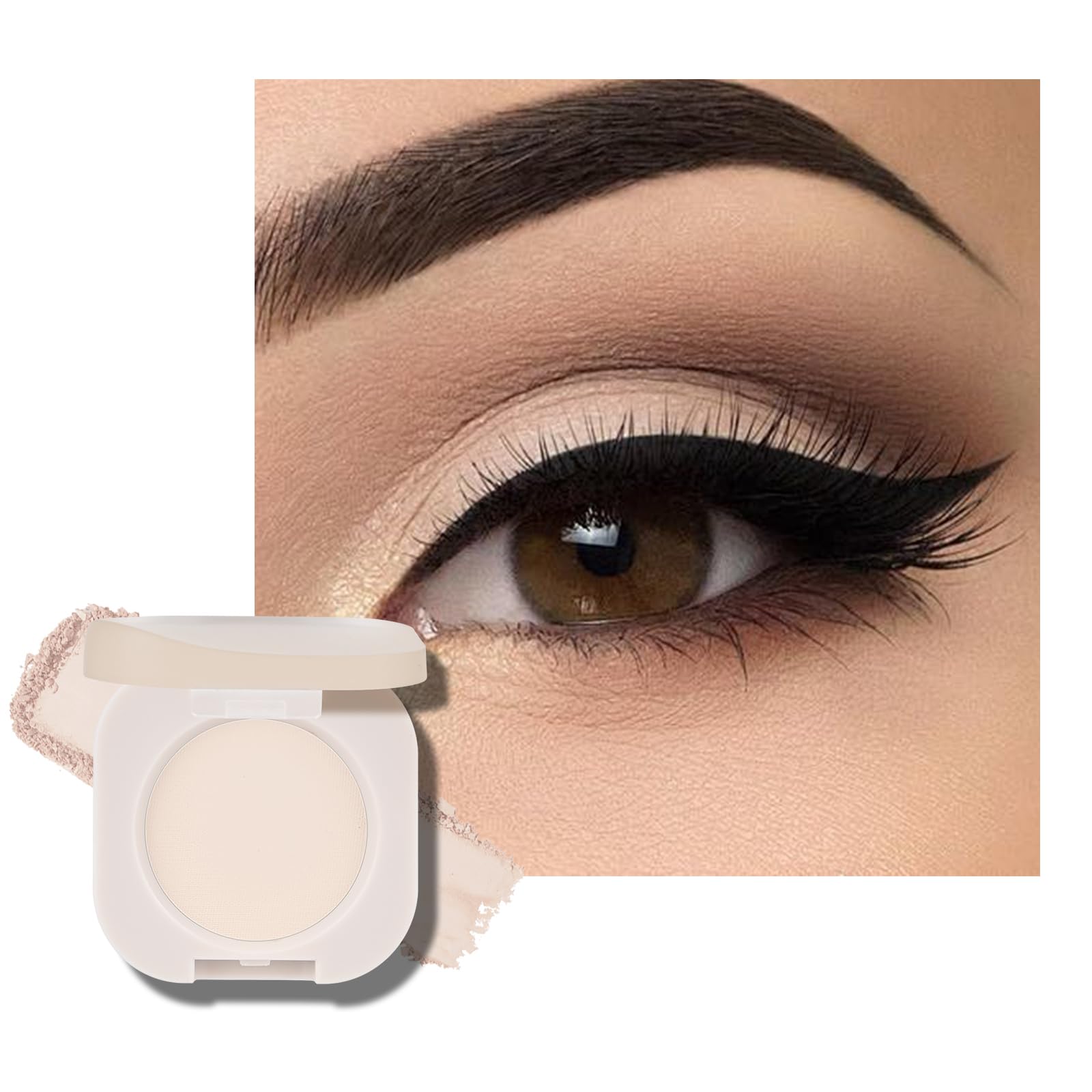KYDA Beige Matte Single Eyeshadow, Multiuse for Matte Eyeshadow and Primer, Buildable Off White Eyes Shadow, Ultra-fine Lightweight, Crease-proof High Pigmented Formula, Moonlight