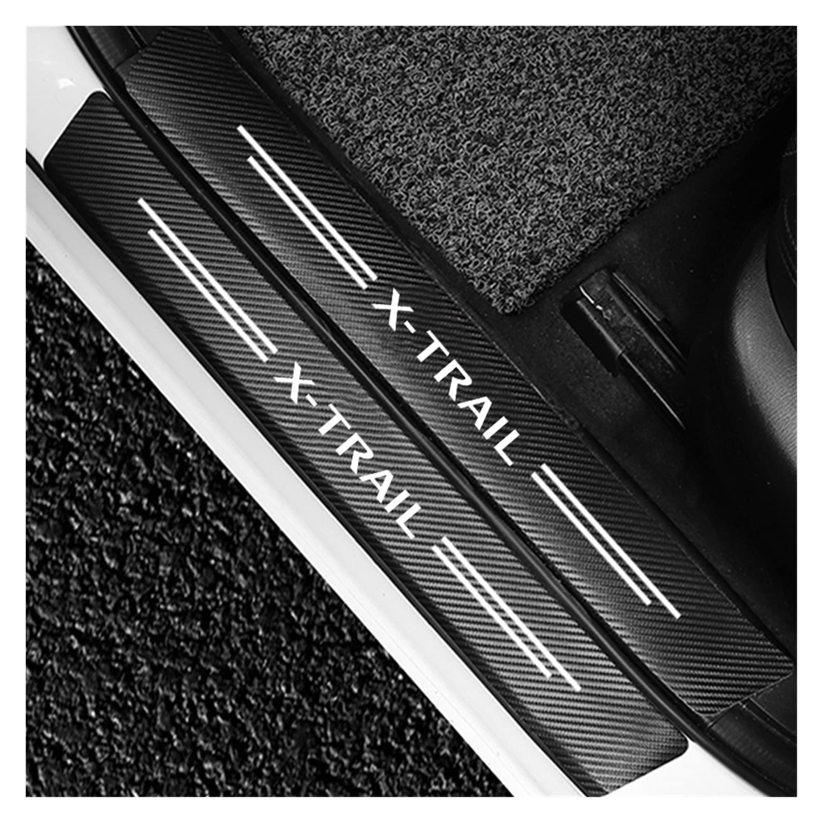 4 Pezzi Auto Fibra Carbonio Battitacco Adesivi Soglie, per NIS-San X-Trail X Trail Xtrail Car Anti-Usura Antiscivolo Kick Plates Sticker Styling Accessor,White