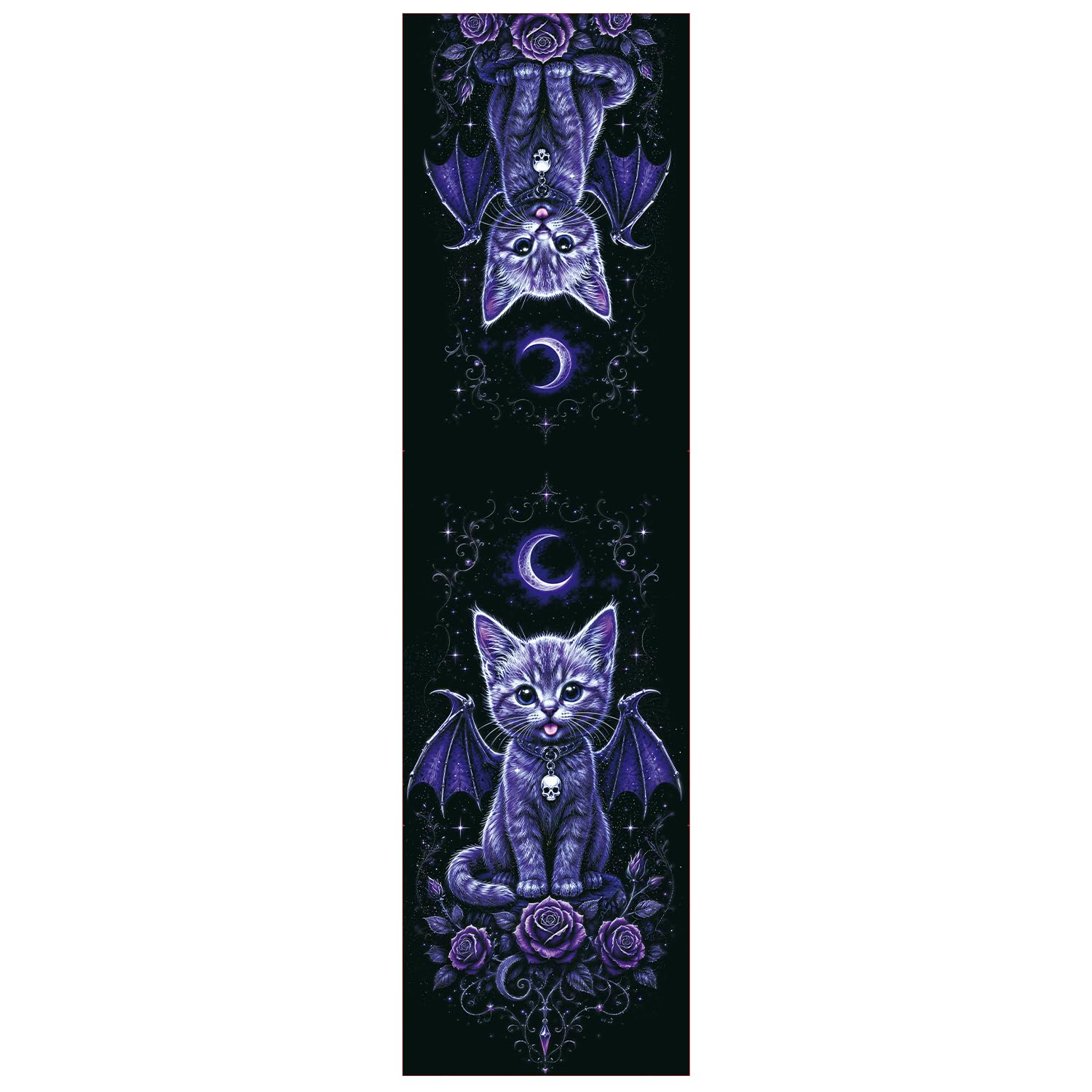 Gothic Purple Bat Wing Cat Dining Chair Covers Set of 4 Slipcover