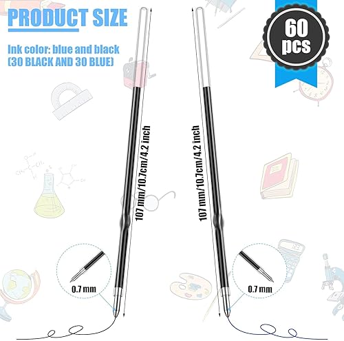 Miniatura 9 de Recambios de bolígrafo retráctil de 0.028in de repuesto para bolígrafos retráctiles, suministros escolares de oficina, 4.213in de longitud (30