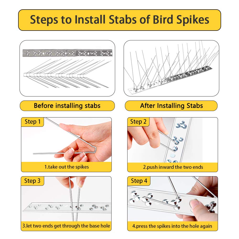 Buy REMIAWY Bird Spikes for Pigeons Small Birds Cat, 5 Feet Anti Bird