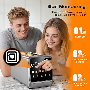 Long Slot Toaster 4 Slice with Touchscreen, 2-Slot Extra Wide 1.5 Inch