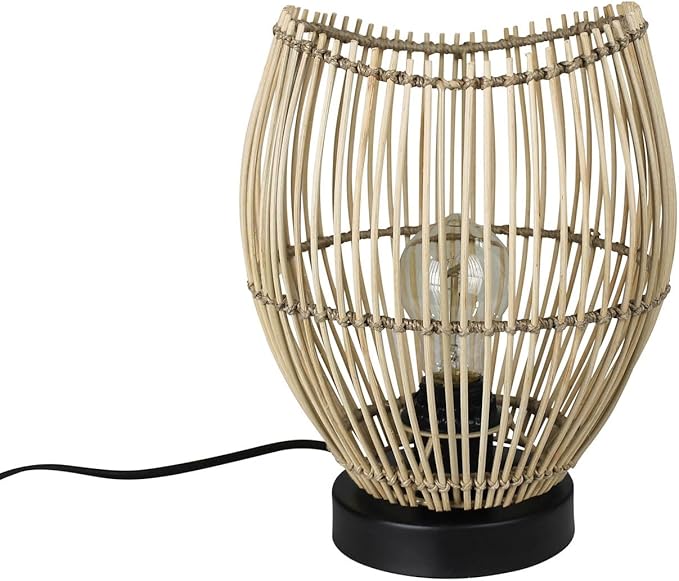 MY SWANKY HOME MY SWANKY HOME Classic Casual Industrial Rattan Round Table Lamp 8 x 11 Boho Cage Shade photo 2