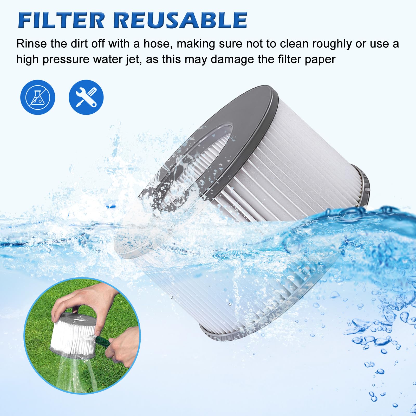 BORDEAG Filtr zamienny do wanny z hydromasażem Mspa, 8 sztuk zamiennych filtrów filtrujących, filtrów basenowych, pompek do gorących łodzi podwodnych i spa