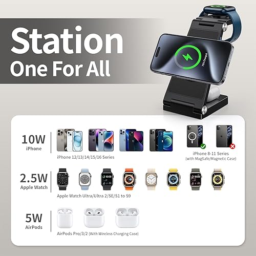 Miniatura 4 de Estación de carga rápida inalámbrica Mag-Safe 2025, cargador magnético 3 en 1 con luz para iPhone 17 16 15 14 13 12 Pro Max Plus, Apple Watch Series