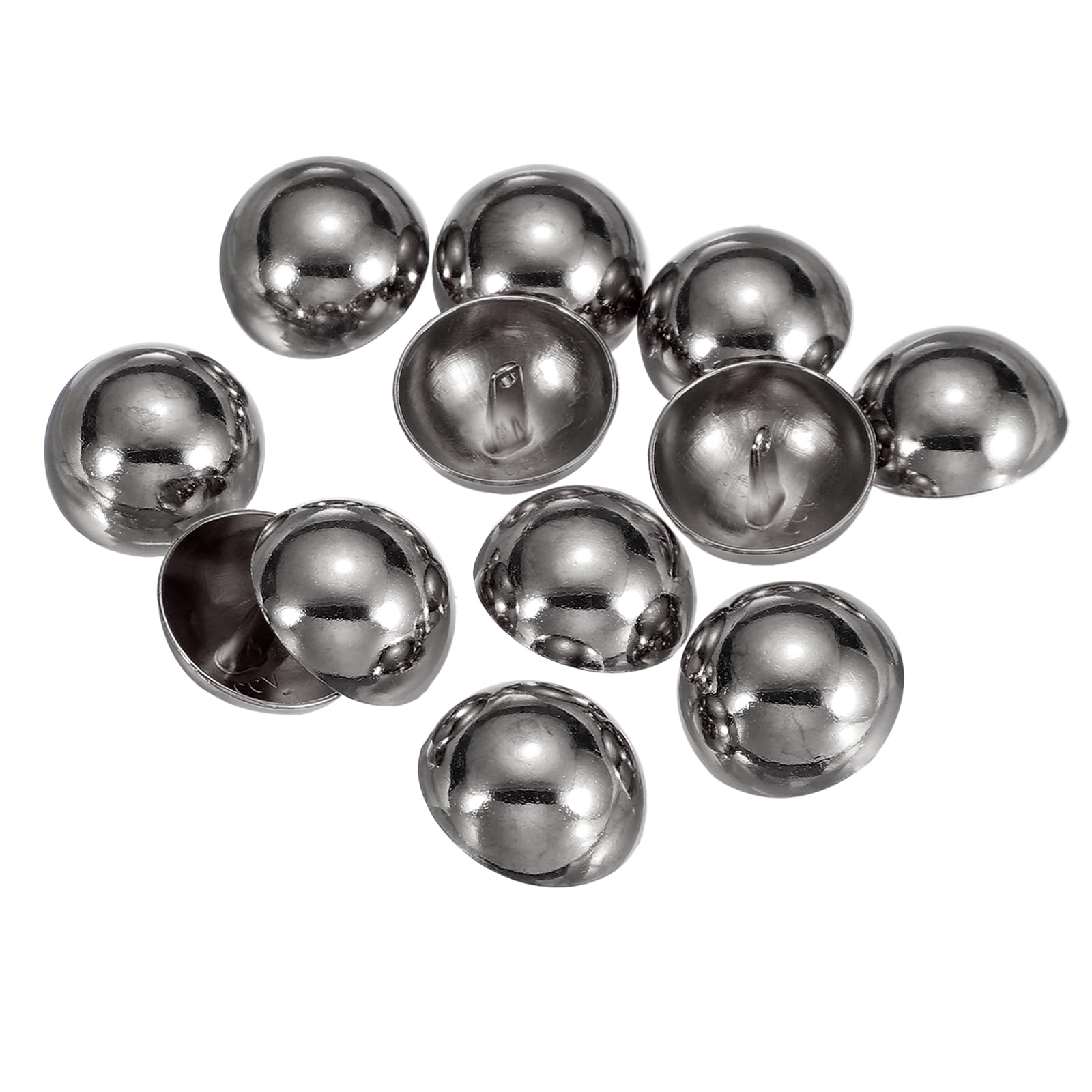 sourcing map 12pcs Half-Domed Metal Sewing Buttons, 28mm / 1.10" Half Round Mushroom Pearl Cap Metal Buttons with Shank for Blazer Suit Coat Jacket Cloth Garment Decoration, Black