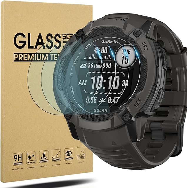Diruite 4 Sztuki Ochraniacz Ekranu do Garmin Instinct 2X Solar,HD Szkło Hartowane Folia Ochronna do Garmin Instinct 2X Solar Screen Protection Smartwatch[Anti-scratch]