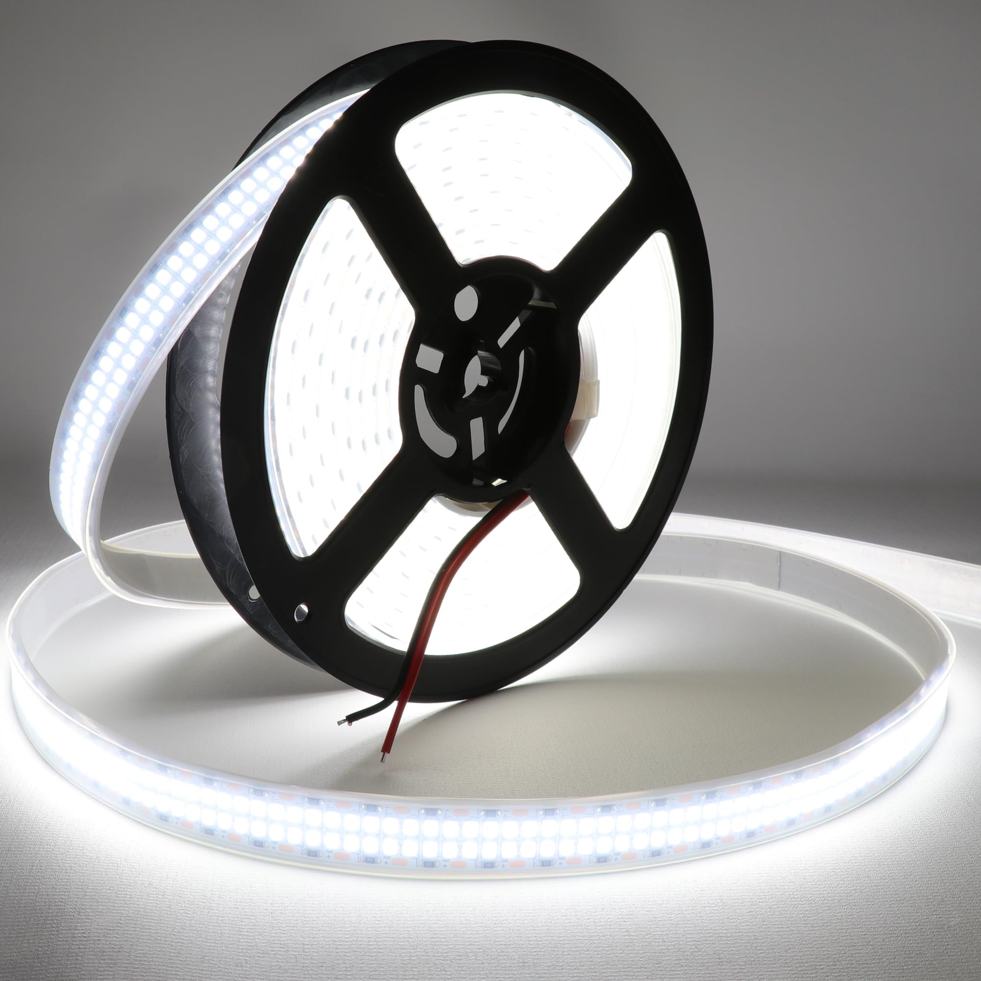 LED Strip Lights Cold White 6500K 16.4ft/5M Double Row 2835 SMD 2400LEDs DC 24V Daylight Bright Dimmable Flexible LED Tape Light Waterproof IP67 Outdoor Lighting(No Adapter and Dimmer)