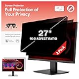 BERSEM 27 inch Removable Computer Privacy Screen Filter for 16:9 Ratio Monitor, Anti-Spy, Anti-Glare, Anti-Scratch, UV-Blocking