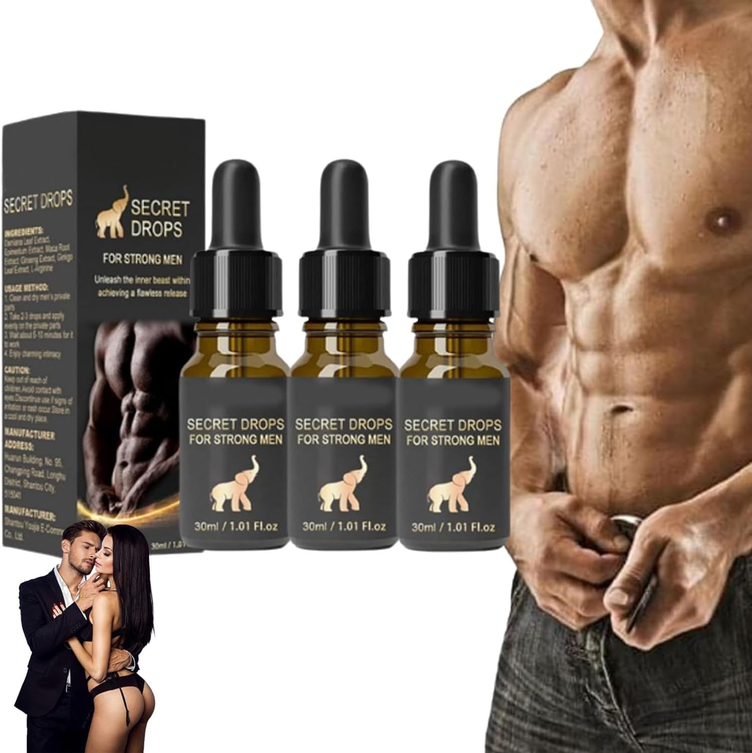 Secret Drop, Aafq Aafq Enhanced Oral Drops for Strong Men, Pleasure Peak, Boosting Sensitivity & Energy Levels (3 Pcs)