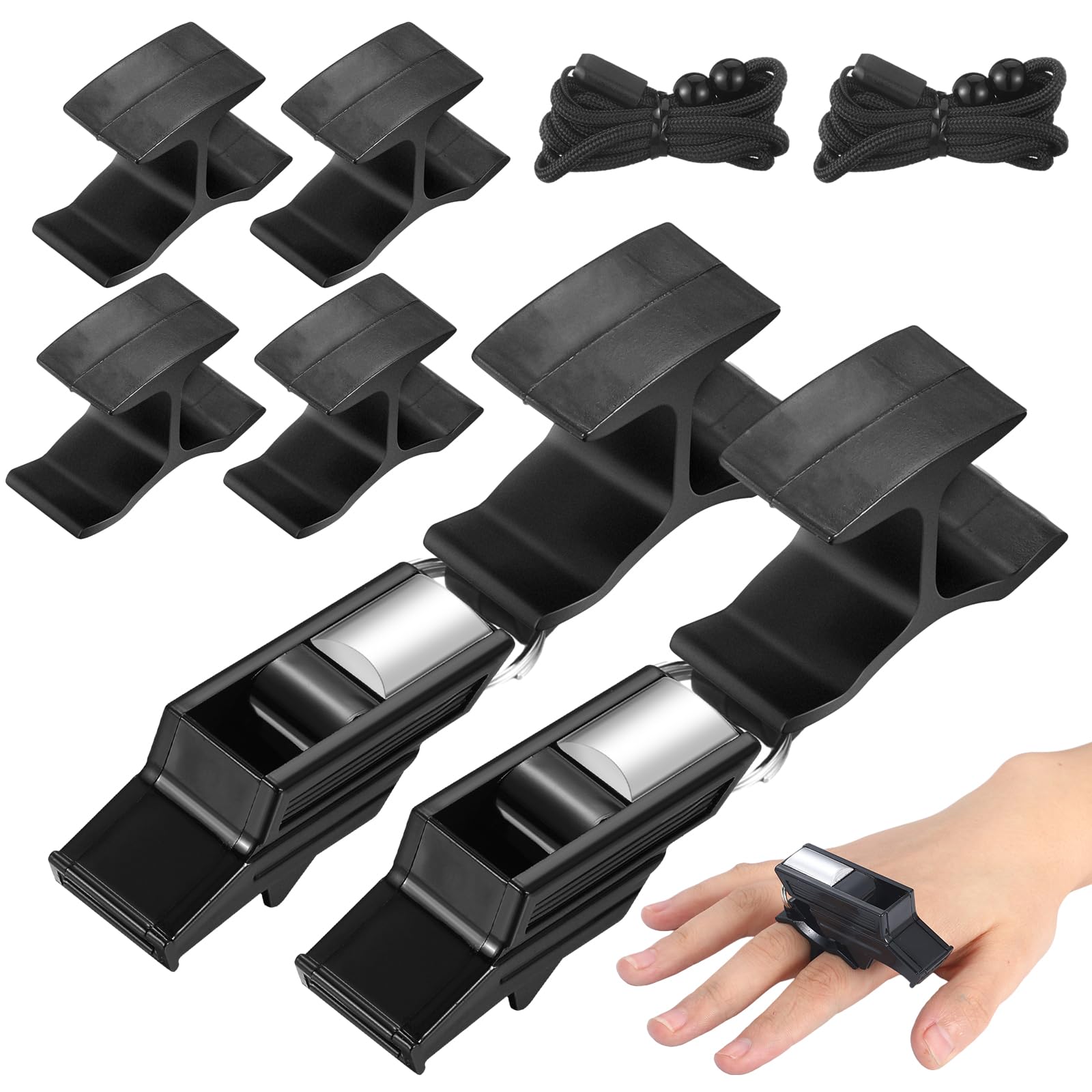 Relaxweex 2 Sets Finger Grip Referee Whistle Soccer Coach Whistles with Fingers Flip Grip Football Hockey Hand Whistle Metallic Loud Sports Whistle with Rubber Sleeve for Coaches Polices