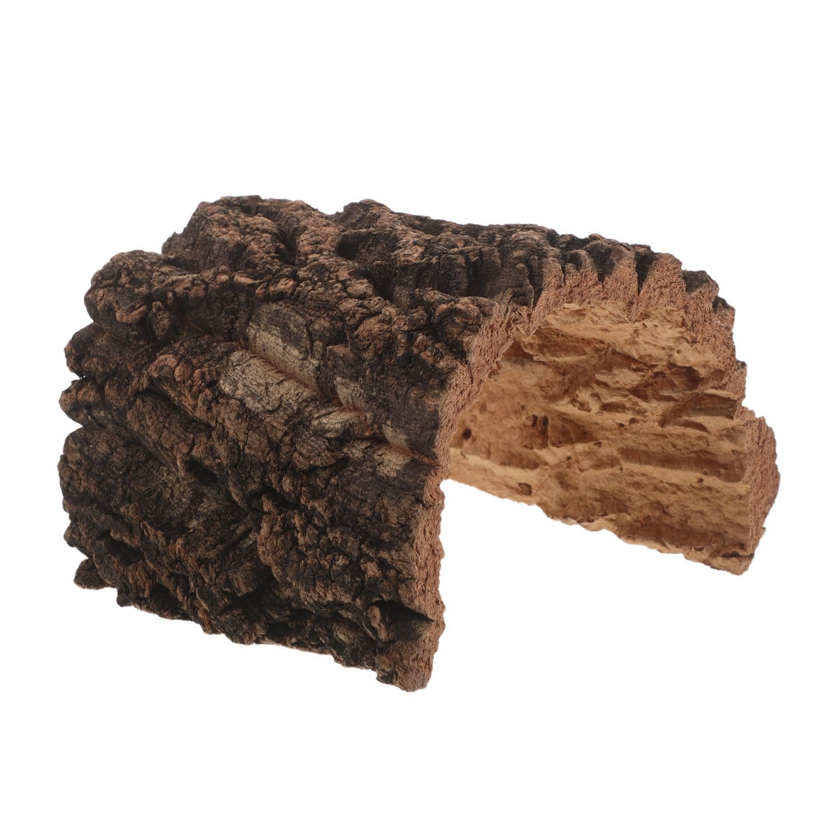 FELTECHELECTR Natural Reptile Hideout: Terrarium Accessory Cork Bark Shelter - Rustic Reptile Tunnel Cave for Leopard Gecko, Bearded Dragon, Snake Climbing Hiding 6.7"X6.2"X4.3"