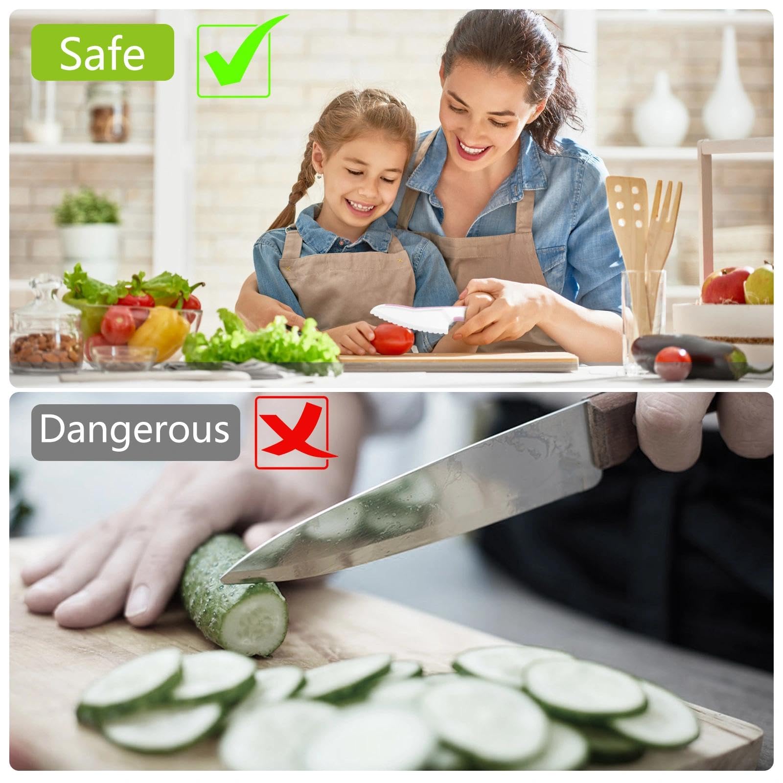 Cuchillos de cocina para niños 5 piezas - Utensilios para cortar frutas y verduras