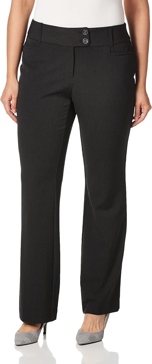 Rafaella Women's Curvy Fit Gabardine Bootcut Stretch Dress Pants, 30 Inch Inseam, with Pockets (Size 4-16)