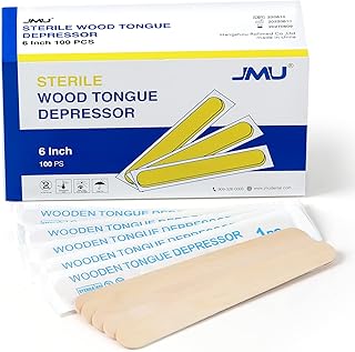 Tongue Depressors Sterile 100 Count, 6" Tongue Depressors Wood Individually Wrapped for Medical Popsicle Crafts