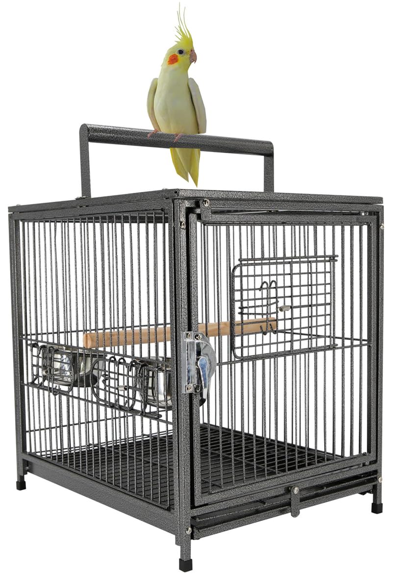 Deluxe Portable Wrought Iron Bird Travel Parrot Vet Carrier Cage