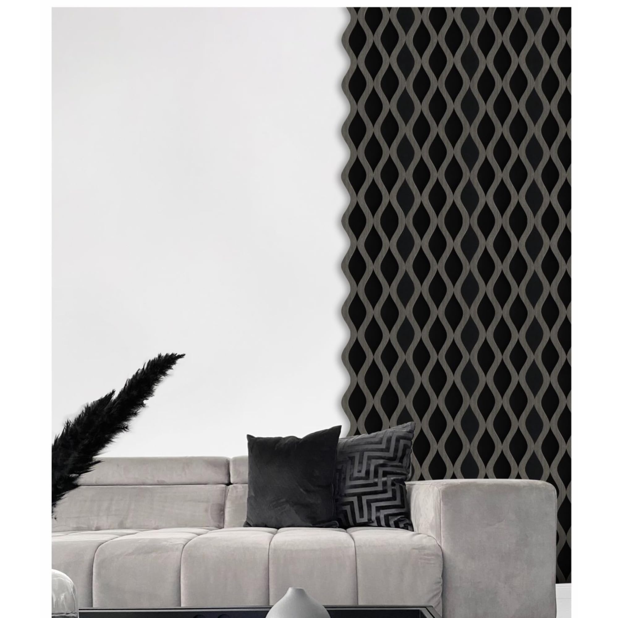 Juego de 6 paneles de pared de plástico con efecto de láminas, revestimiento de pared, techo, interior y exterior, 20 x 240 cm, encastre lateral, recortables, rígidos, decorativos, negro, PVC, doble