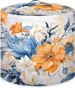 Pressure Cooker Cover 3 qt Round Protective Cover Blue Yellow Flower Kitchen Small Appliance Dust Covers Accessories Fits for Pressure Cooker Rice Cooker Air Fryer Round Cover