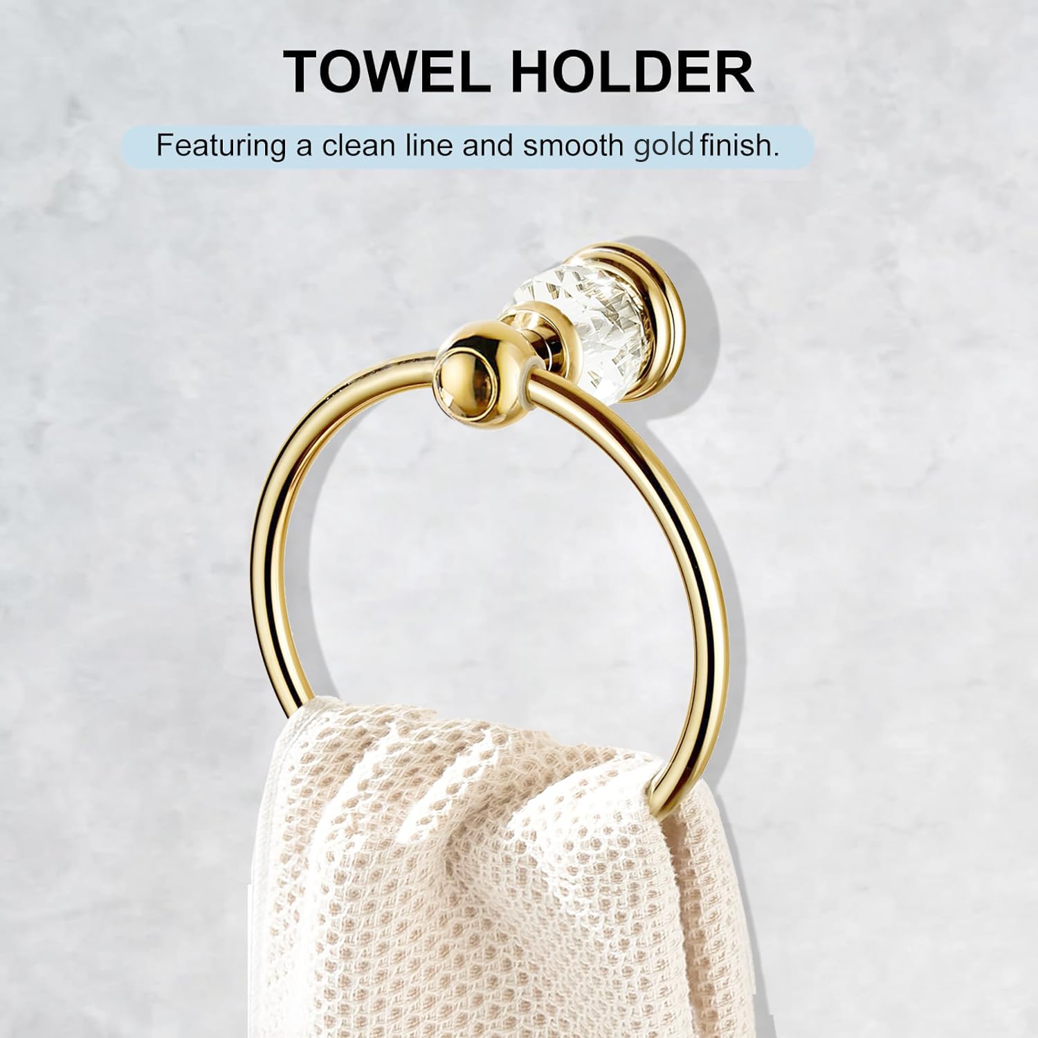 Toallero dorado SUS304 de acero inoxidable montado en la pared para baño, toallero de cocina y baño, colgador de toallas de cristal, toallero redondo
