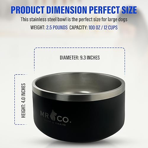 Miniatura 5 de MR CO. - Tazón resistente para perros de 64 onzas  Tazón de acero inoxidable sin derrames para perros, diseñado para ser un tazón de agua para