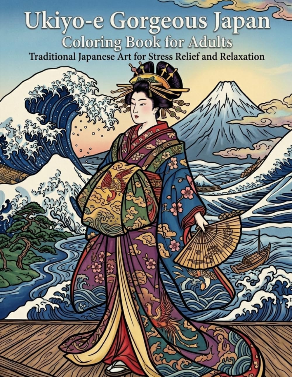 Ukiyo-e Gorgeous Japan Coloring Book for Adults: Traditional Japanese Art for Stress Relief and Relaxation: Japanese Art / Woodblock Print / Stress Relief / Mindfulness / Ukiyo-e Gorgeous Japan