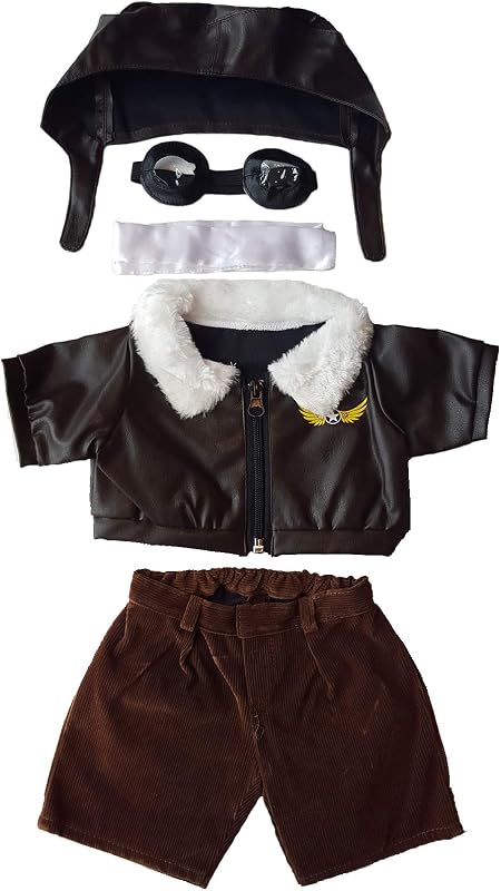 Pilot Outfit with Goggles Teddy Bear Clothes Fits Most 14" - 18" Build-a-bear and Make Your Own Stuffed Animals
