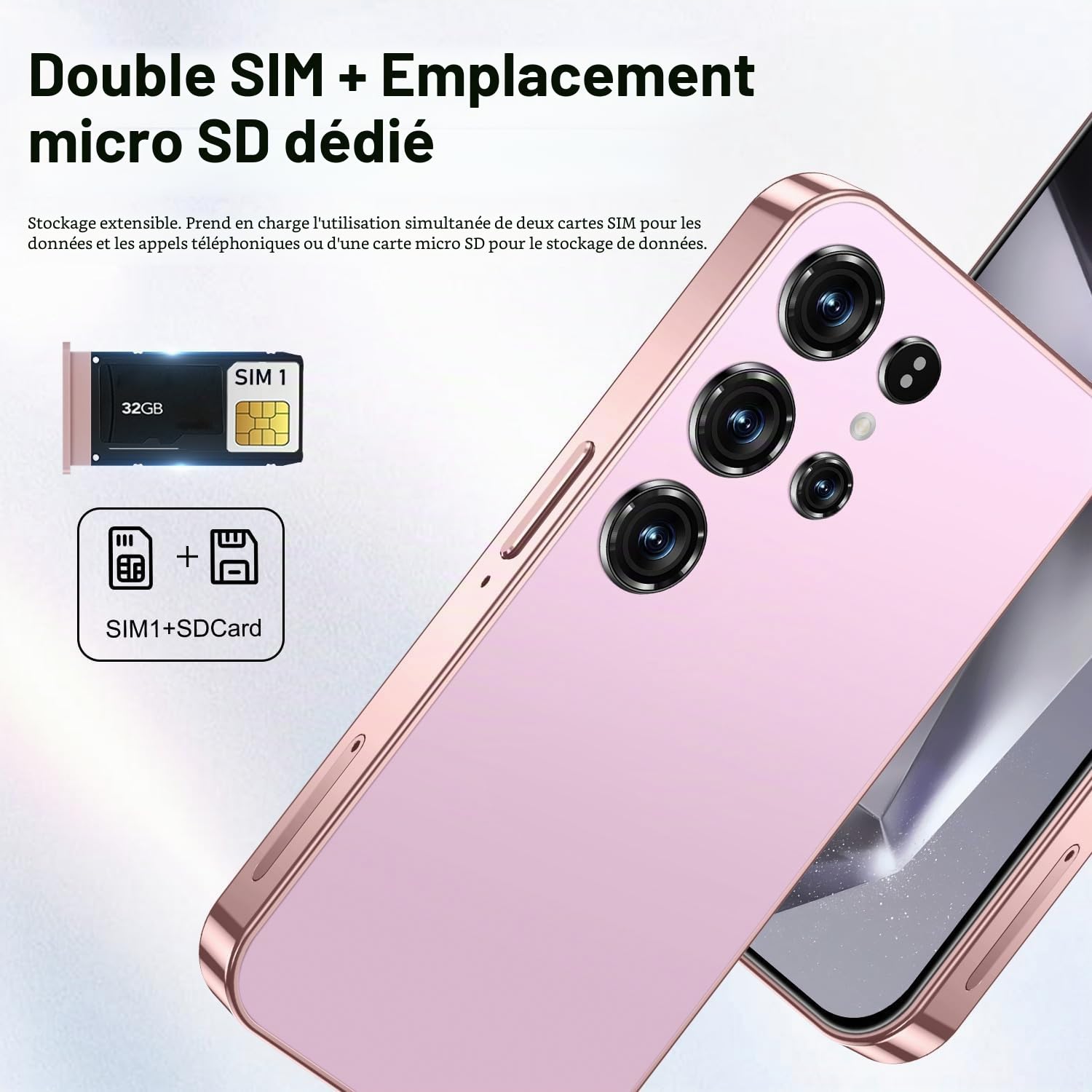 Mini smartphone pour enfants 4,0 pouces écran HD 3 Go RAM 32 Go ROM 4G Dual SIM Android 10.0 WiFi Bluetooth FM GPS X24mini Rose