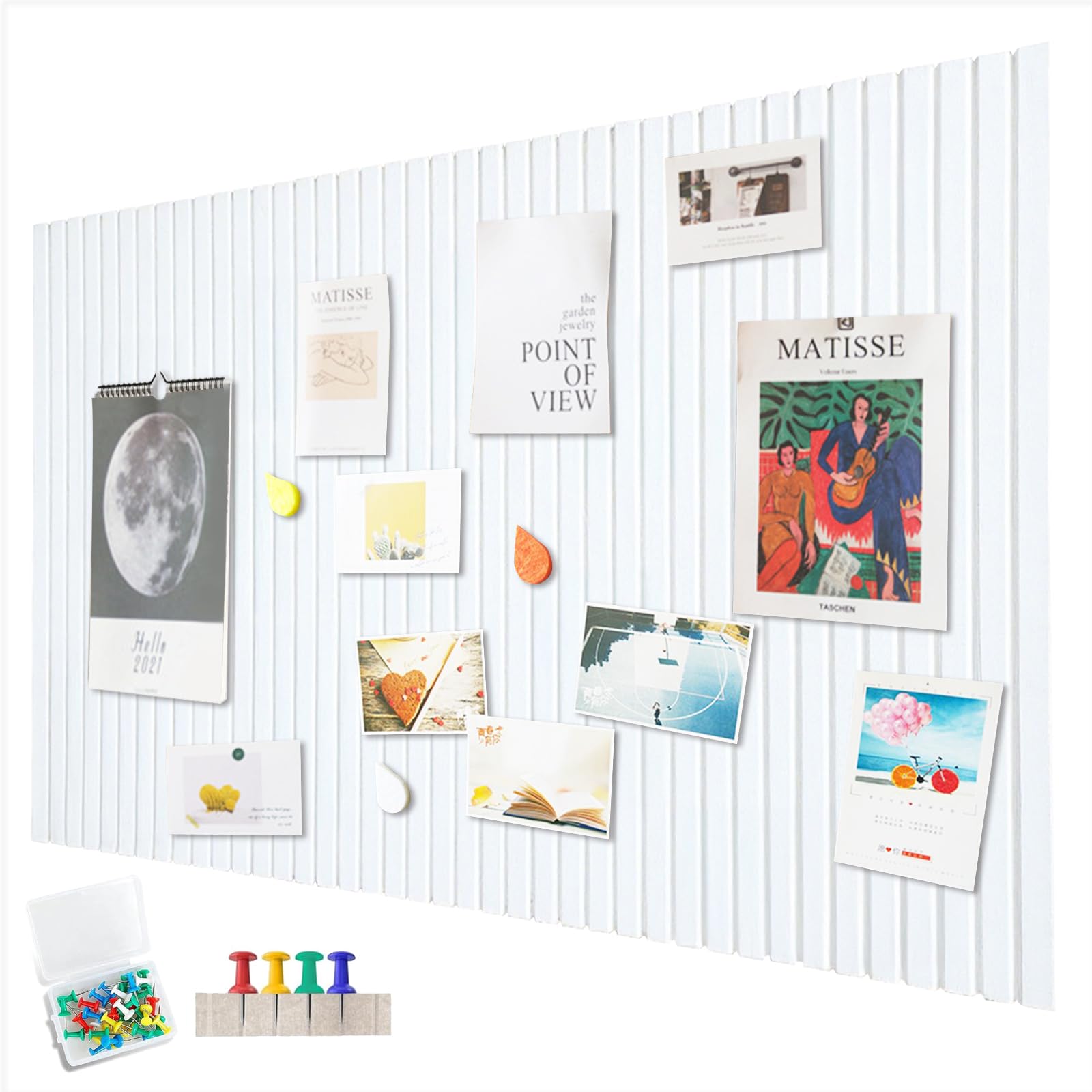 Penbinmall 60 x 40 cm large pin board, large cork board, decorative cork wall made of felt, 0.9 cm thick, foldable photo board with self-adhesive tape, felt self-adhesive vision board, push pins felt — image 1