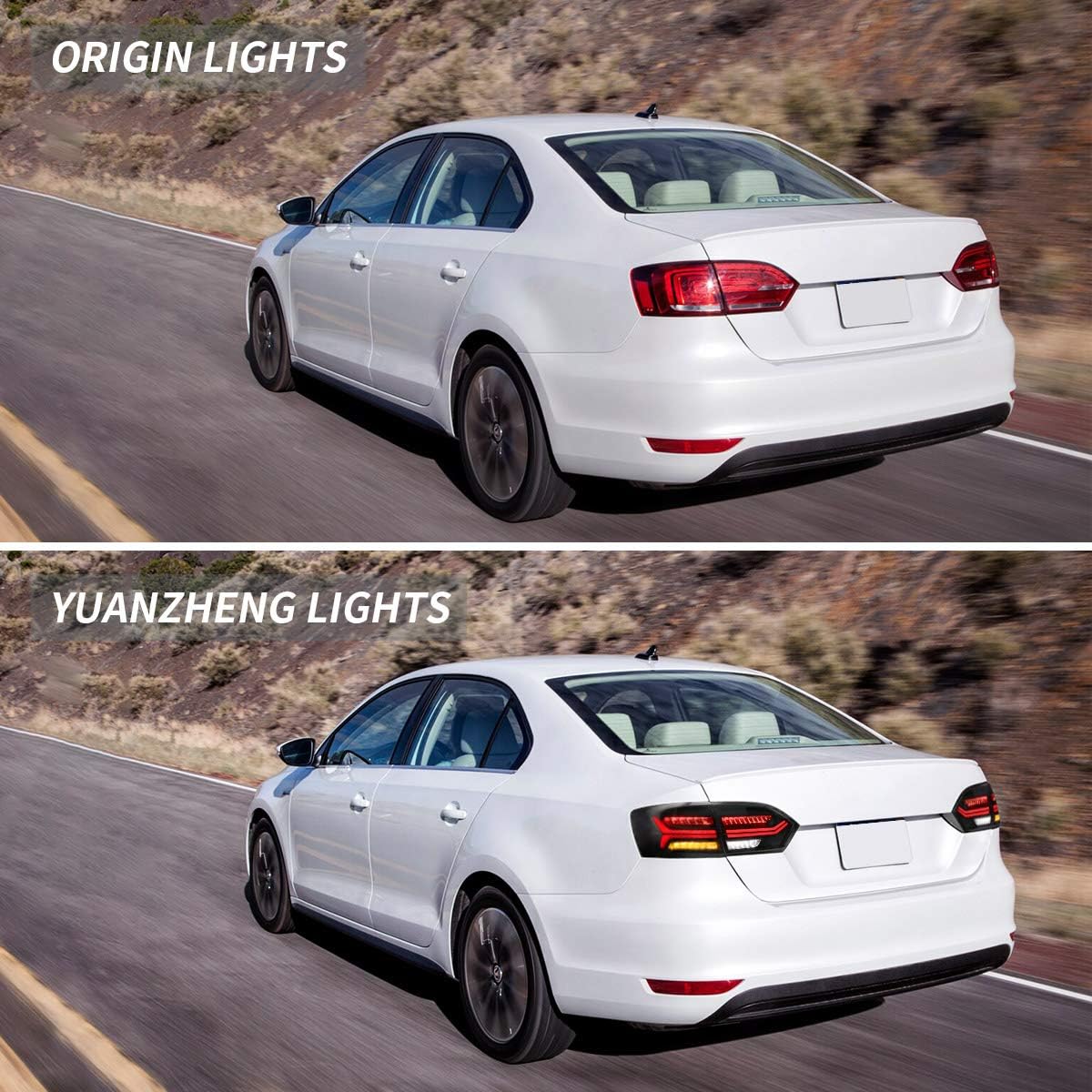 VLAND LED Tail Lights Fit for 2011-2014 Jetta/Sagitar 6th Gen(A6), Plug and Play, NOT Fit For LED Models, Smoked Lens Style