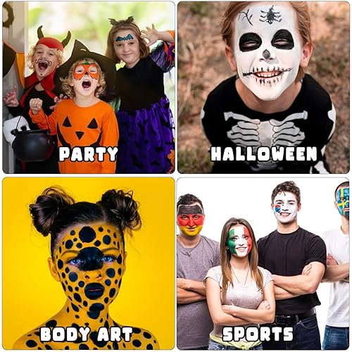 Miniatura 10 de Bowitzki Pintura facial y corporal de 2 onzas, maquillaje en crema, 2.0 fl oz, pintura facial a base de agua, efectos especiales para adultos,