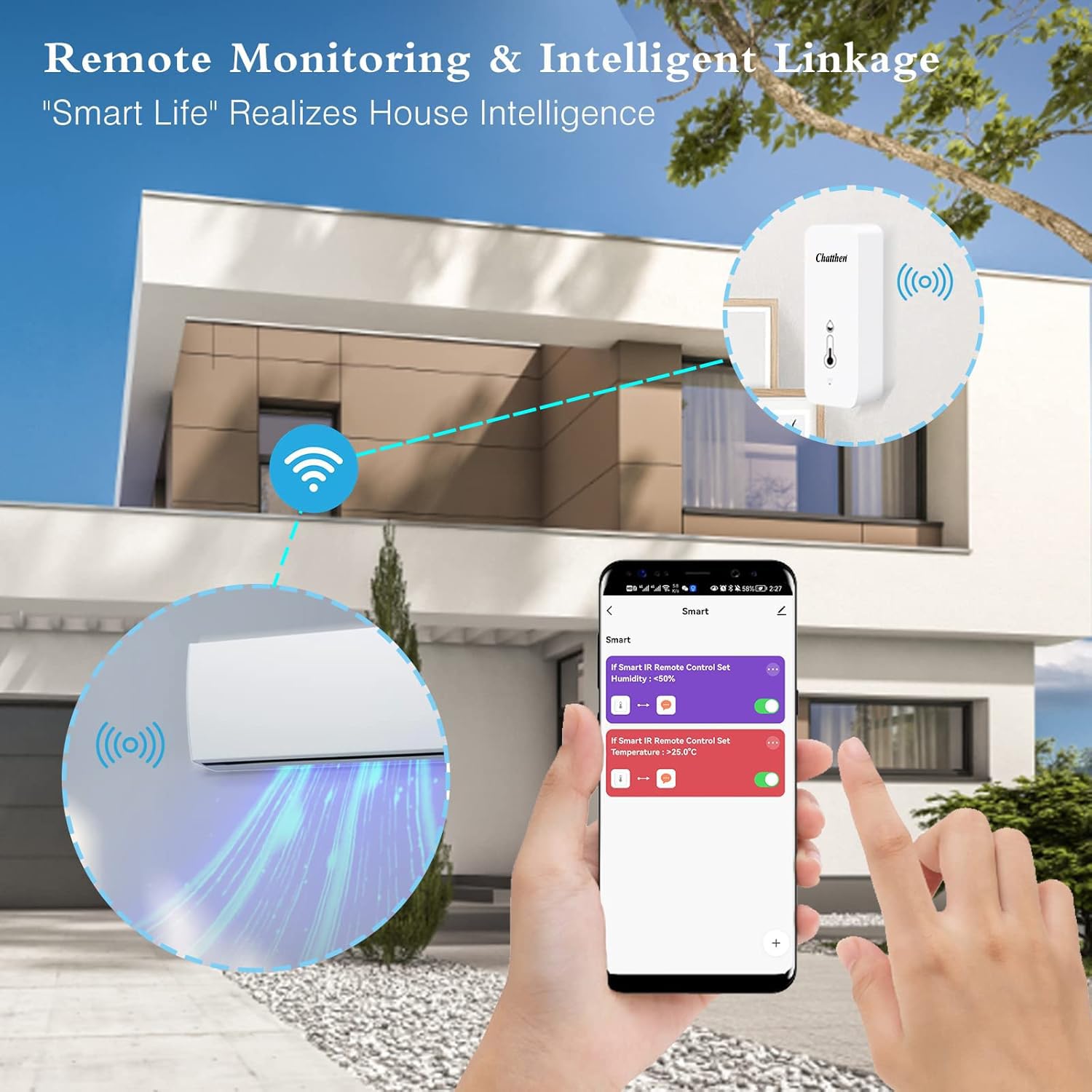 eMylo Tuya, wifi-thermometer, hygrometer voor binnen, kamerthermometer, wifi, temperatuursensor met smart app en gegevensregistratie, voor babykamer, broeikas, garage