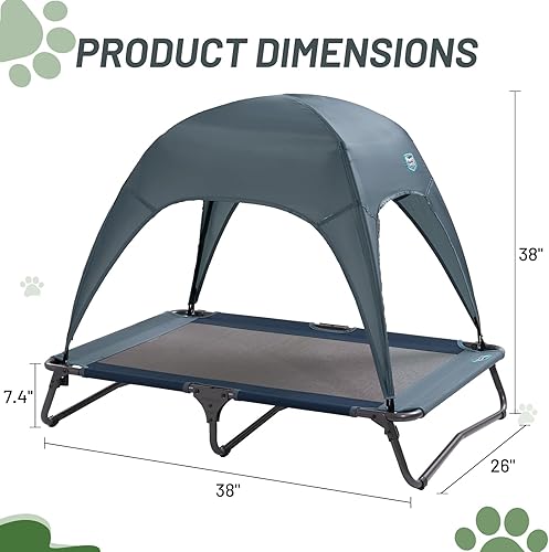 Miniatura 2 de TIMBER RIDGE Cama para perros al aire libre con toldo, cama elevada y refrescante para perro, cama elevada portátil para perro con toldo extraíble,