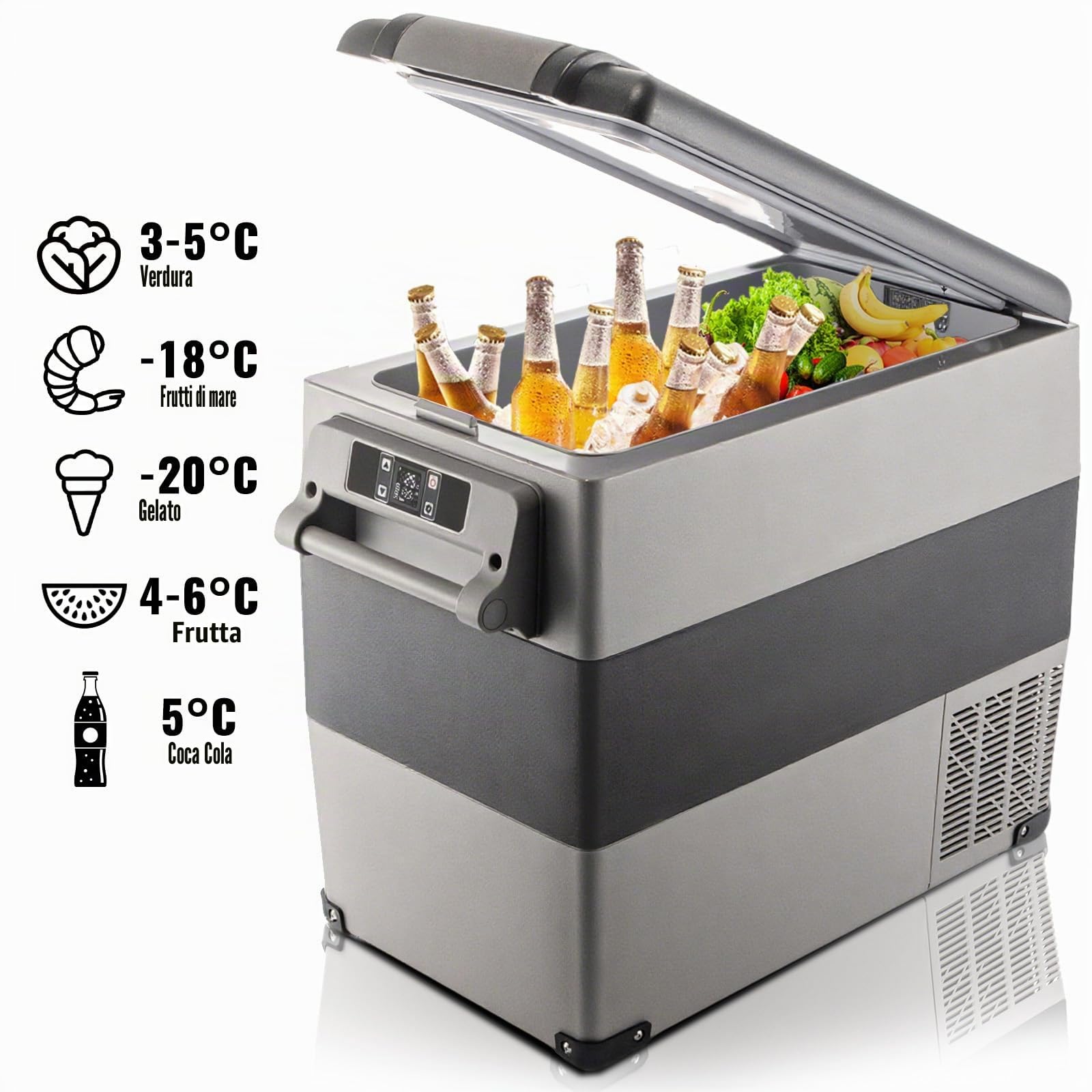 VEVOR Frigorifero Portatile 55L con Schermo LCD, Congelatore da Campeggio Controllo APP