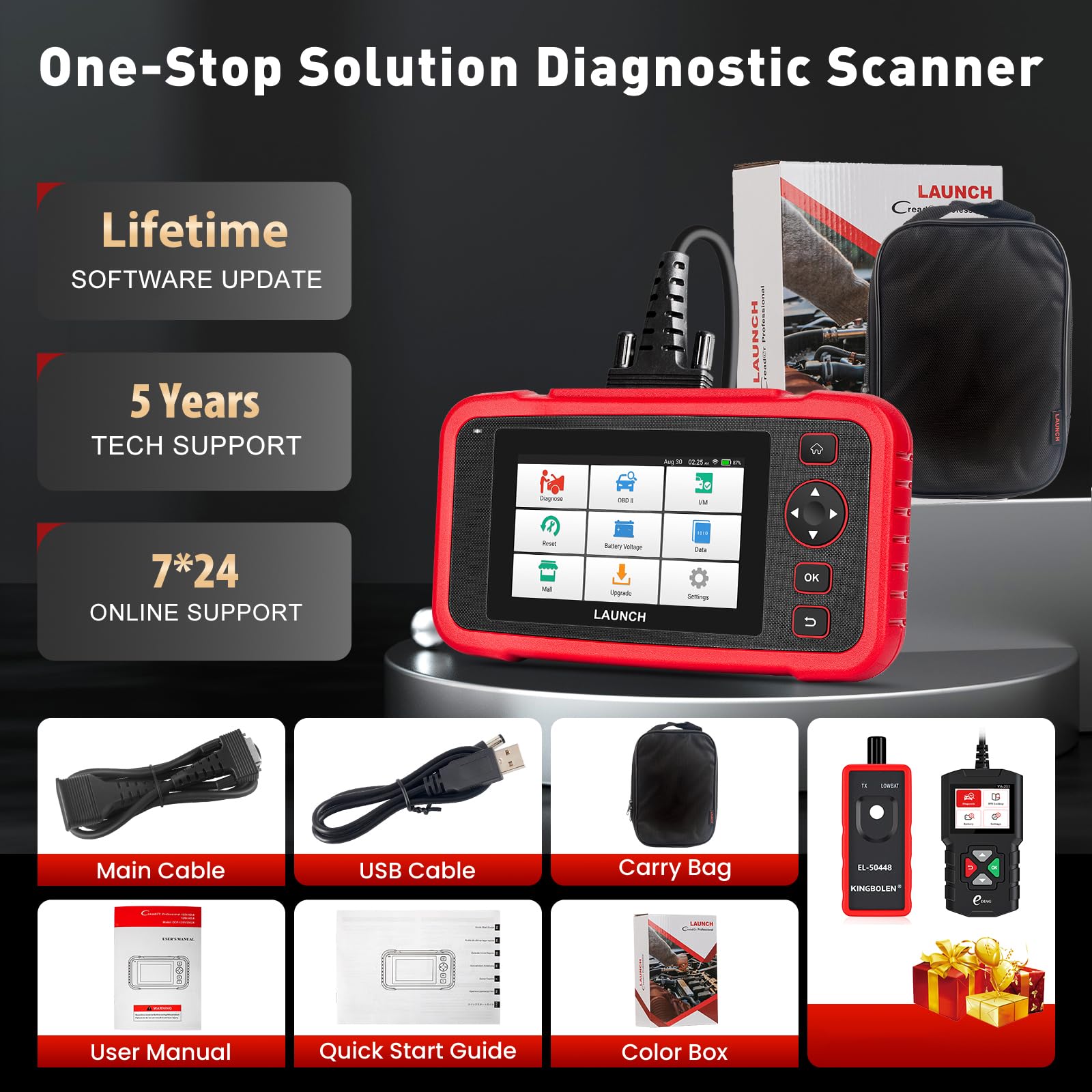 LAUNCH CRP129i V2.0 Elite OBD2 Diagonostic Tool, OBD2 Scanner with 4 System ABS/SRS/TCM/Engine&12 Reset ABS/TPMS/Oil/EPB/SAS/BMS/AF/Injector/Throttle/Brake reset, DPF Regeneration