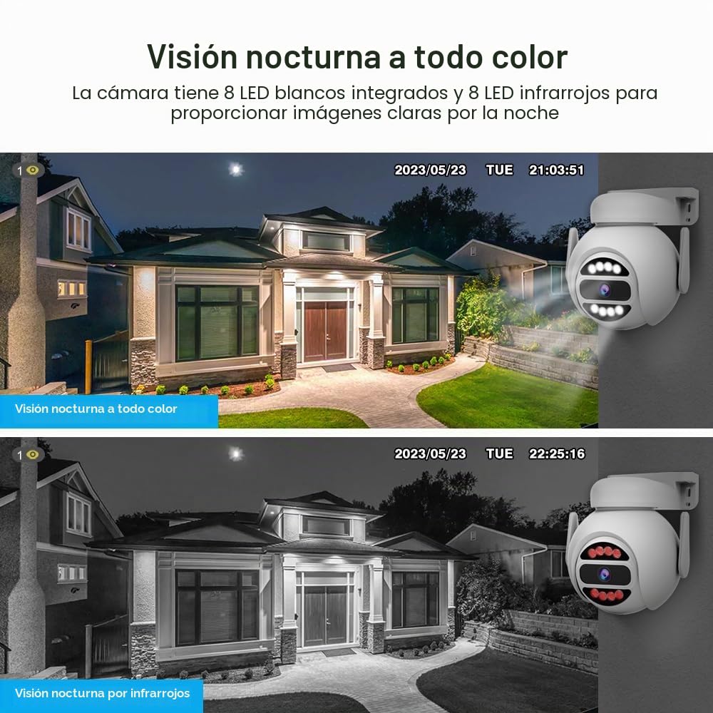 SRIHOME Red WiFi de Doble Banda de 4 MP, cámara de vigilancia PTZ, Seguimiento de Movimiento, visión Nocturna, IP66 Impermeable, Audio 2 vías, protección de la Vida privada, Uso Interior/Exterior
