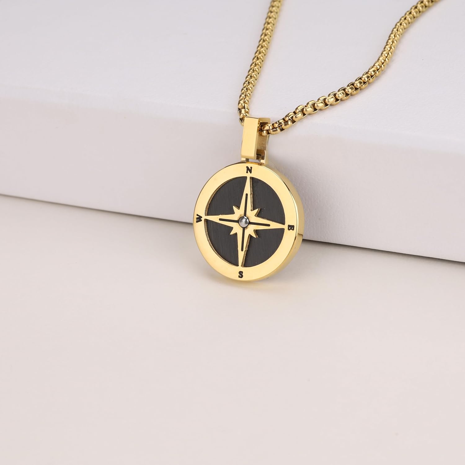 GAVU Men's Viking Surfer Necklace, Stainless Steel Compass Pendant Necklace for Men - Image 4