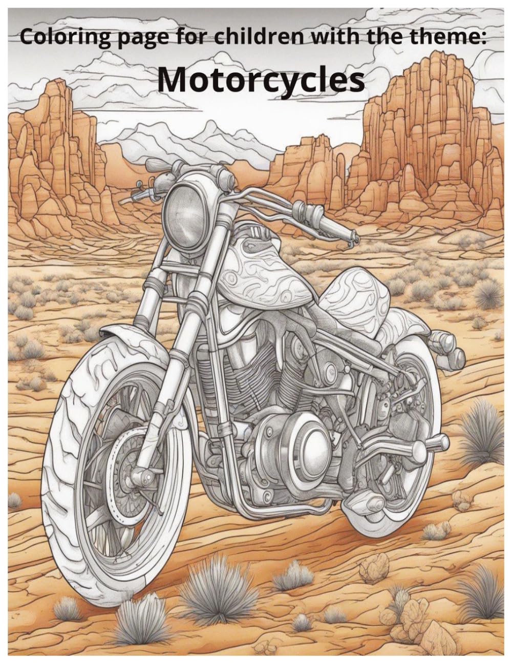 Coloring page for children with the theme: Motorcycles: Rev Up Your Creativity: Fun and Easy Motorcycles Coloring Page for Kids