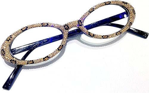mincl Gafas de lectura brillantes con diamantes de imitación para mujer, retro, ovaladas, para fiesta, lupa