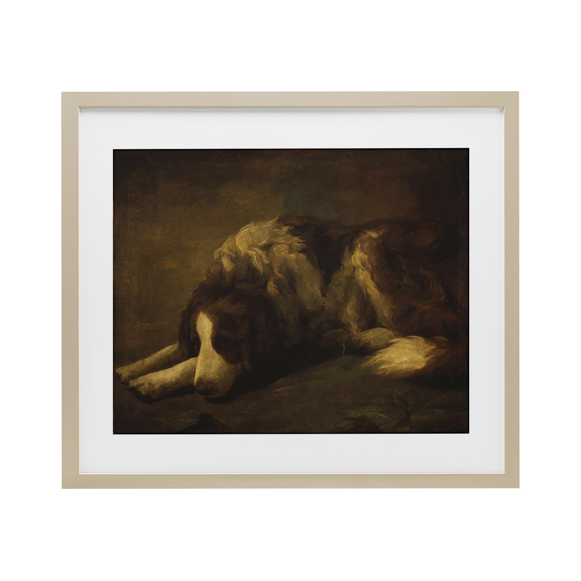 Stupell Industries 'Dim Lighted Classic Dog', Framed Print Under Glass, Brown, 21 x 17 Inches, Easy to Hang and Sturdy, Made in USA, by Lil' Rue