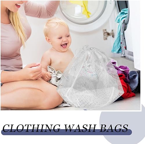 Miniatura 7 de EXCEART Bolsa grande de malla con cordón, bolsa de lavado duradera para ropa, abrigos y sudaderas con capucha, conveniente organizador de viaje para