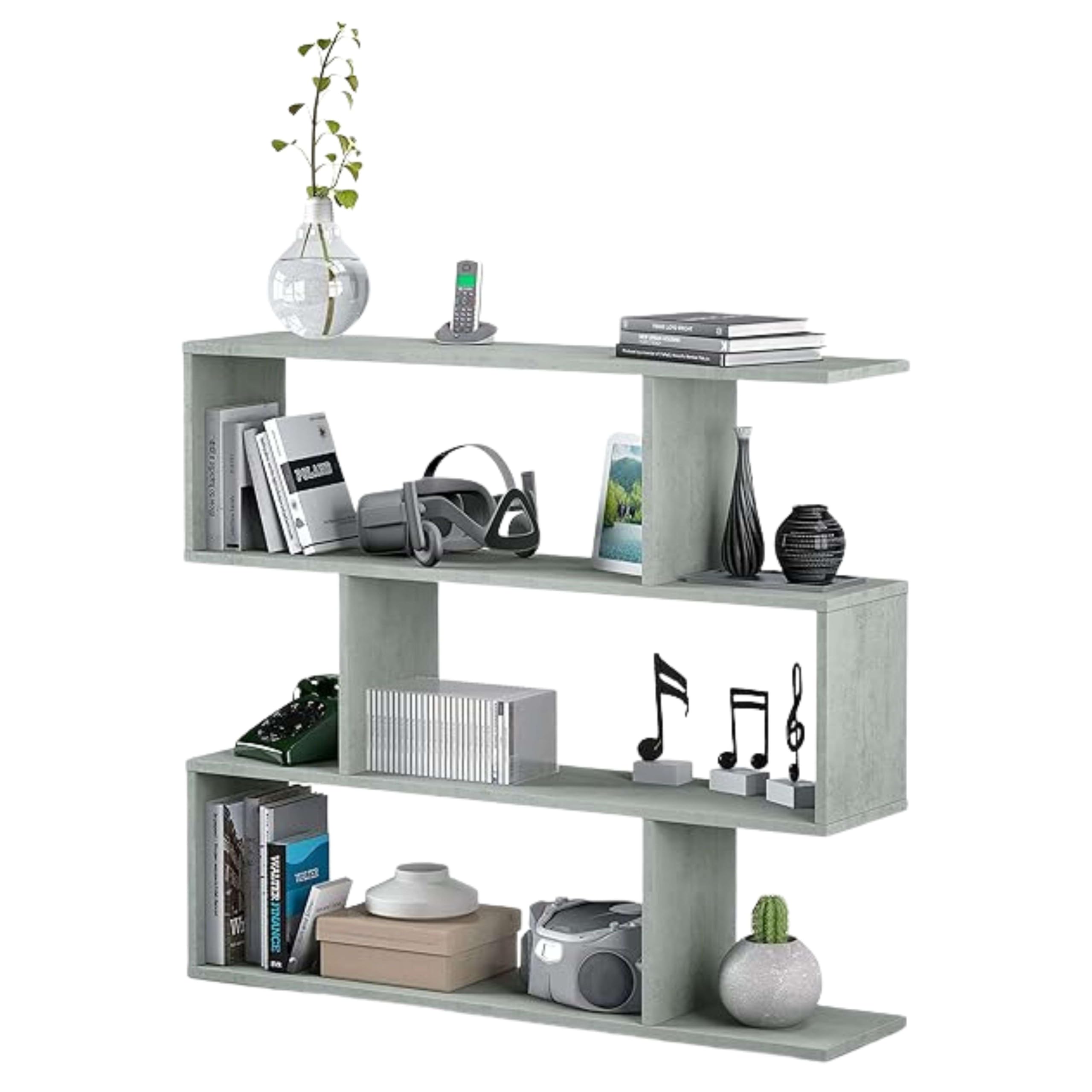 Habitdesign Estantería Baja Plutón Color Cemento salón despacho Estilo Moderno 97x110x24 cm