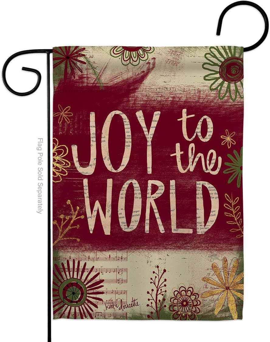 Breeze Decor G164183 Joy to The World Vertical Garden Flag, 13" x 18.5" inch, Multi-Color