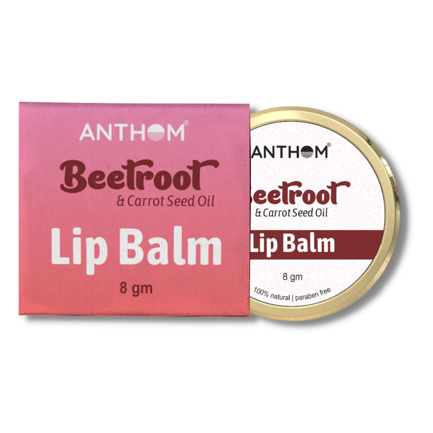 Anthom Beetroot Lip Balm with Natural Beetroot Extract, Shea Butter & Jojoba Oil | For Dry, Damaged & Chapped Lips | 8 gm