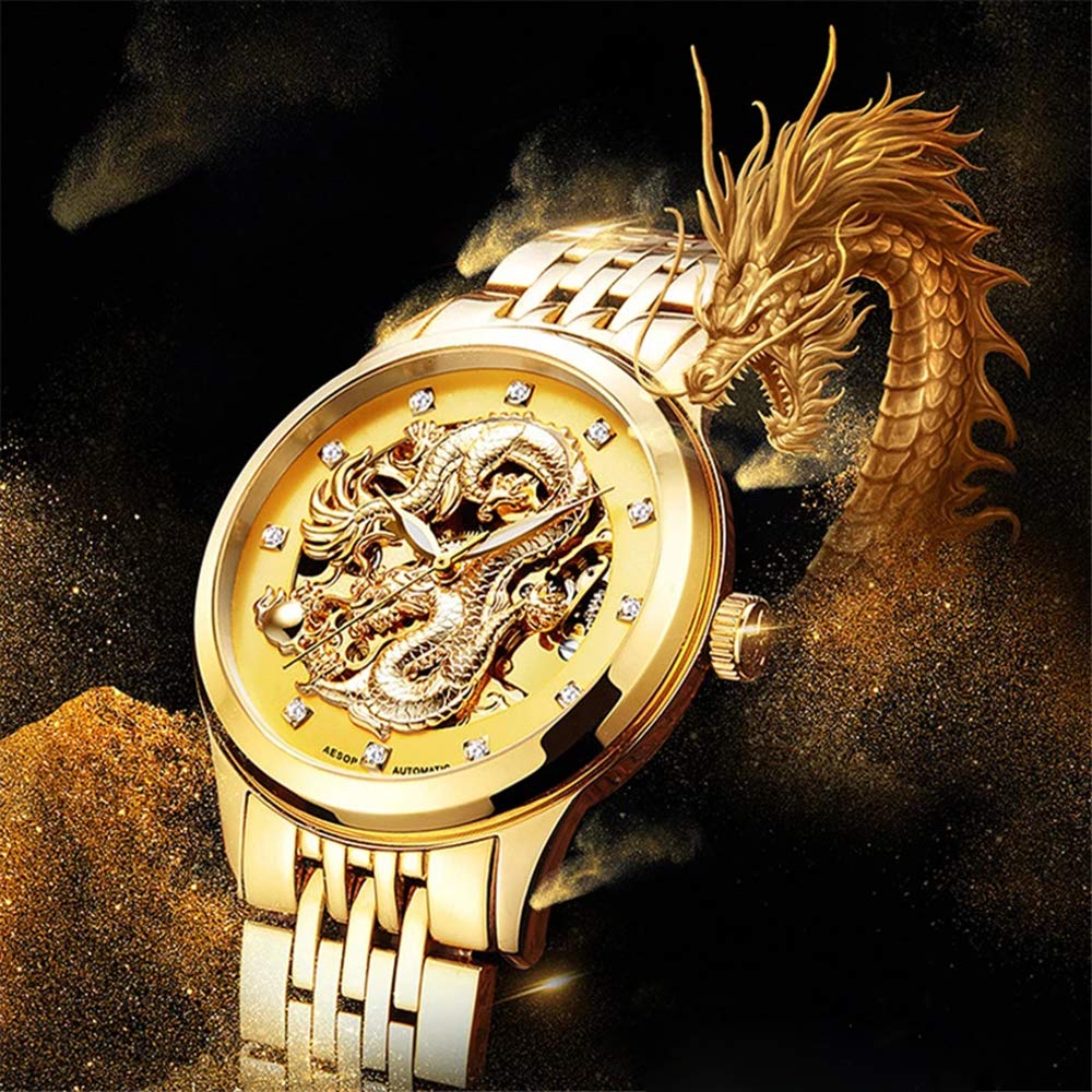 MASTOP Hollow Classic - Reloj analógico para hombre, ultrafino, de acero inoxidable, con zafiro, automático, resistente al agua