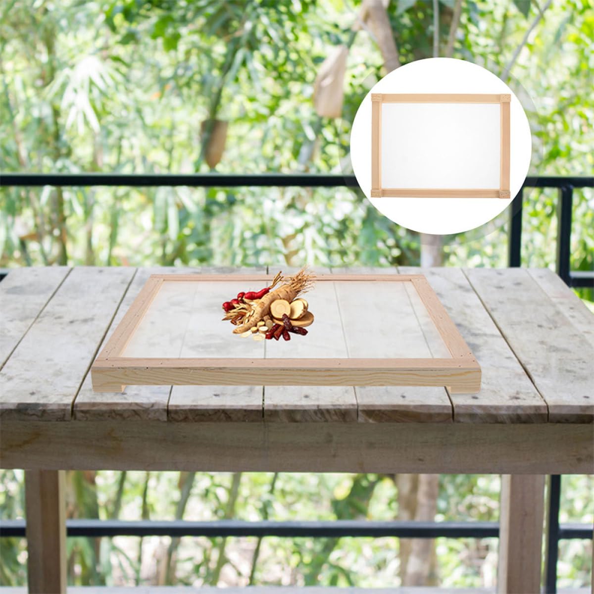 Lot de 2 Filets à Sécher Empilables en Bois, Séchoir à Herbes et Légumes en Maille, Taille Moyenne, Séchoir Vertical Polyvalent pour Plantes Médicinales, Thé et Aliments,